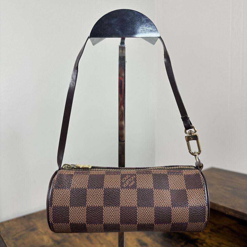 Louis Vuitton Mini Papillon Accessories Pochette Bag Brown Damier Canvas Leather